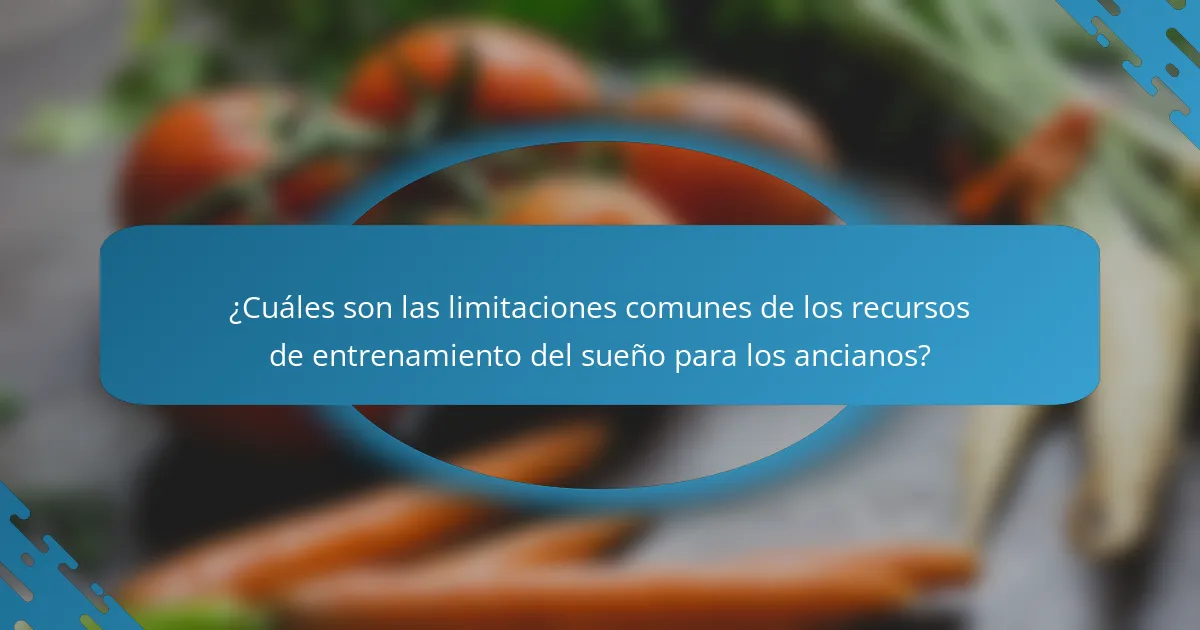 ¿Cuáles son las limitaciones comunes de los recursos de entrenamiento del sueño para los ancianos?