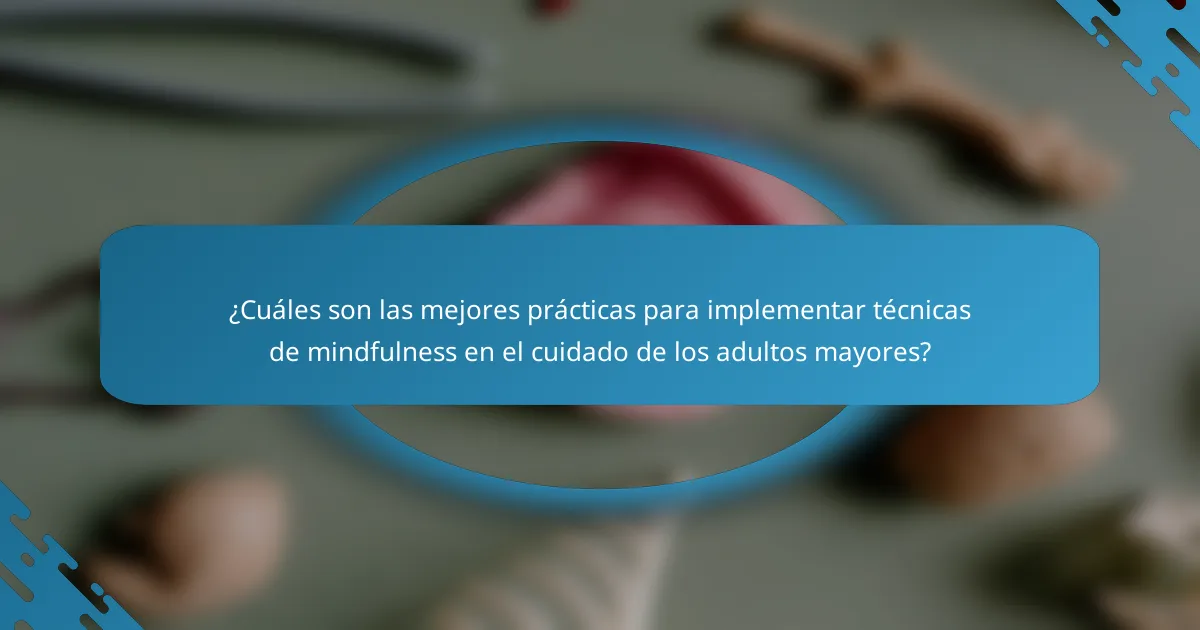 ¿Cuáles son las mejores prácticas para implementar técnicas de mindfulness en el cuidado de los adultos mayores?
