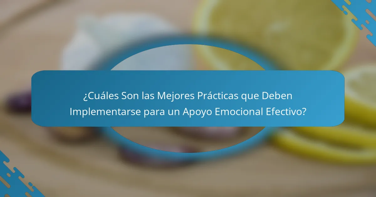 ¿Cuáles Son las Mejores Prácticas que Deben Implementarse para un Apoyo Emocional Efectivo?