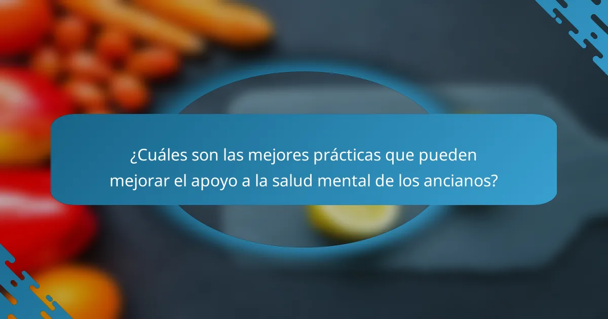 ¿Cuáles son las mejores prácticas que pueden mejorar el apoyo a la salud mental de los ancianos?