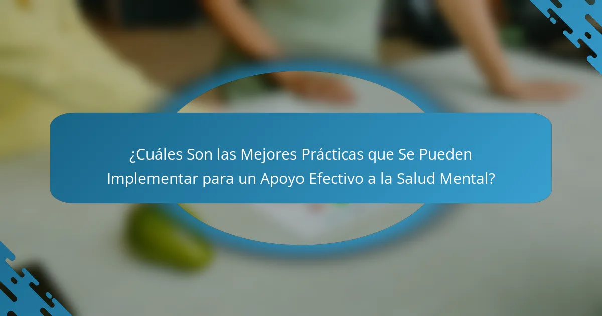 ¿Cuáles Son las Mejores Prácticas que Se Pueden Implementar para un Apoyo Efectivo a la Salud Mental?