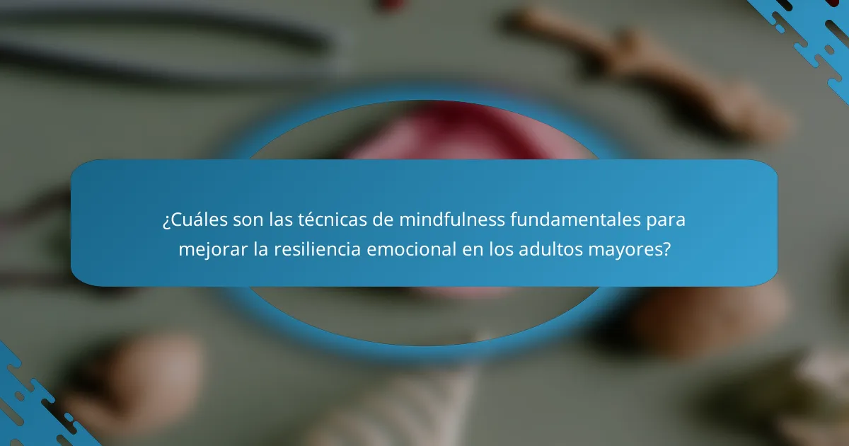 ¿Cuáles son las técnicas de mindfulness fundamentales para mejorar la resiliencia emocional en los adultos mayores?