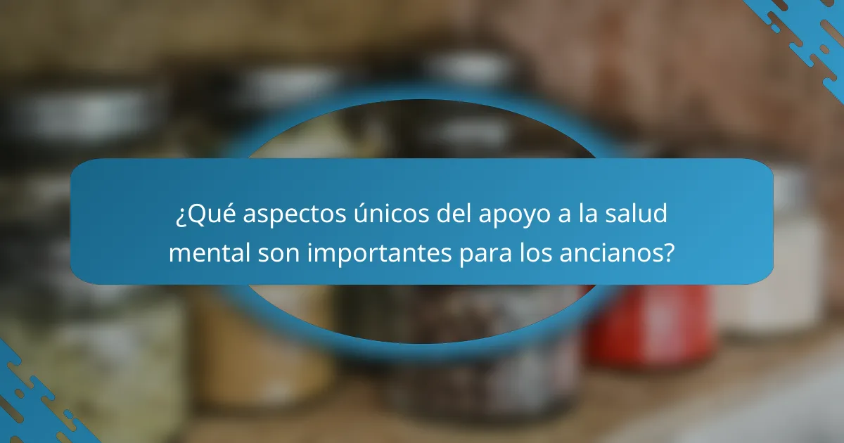 ¿Qué aspectos únicos del apoyo a la salud mental son importantes para los ancianos?