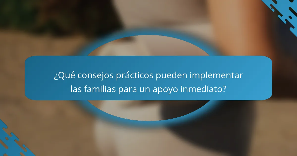¿Qué consejos prácticos pueden implementar las familias para un apoyo inmediato?