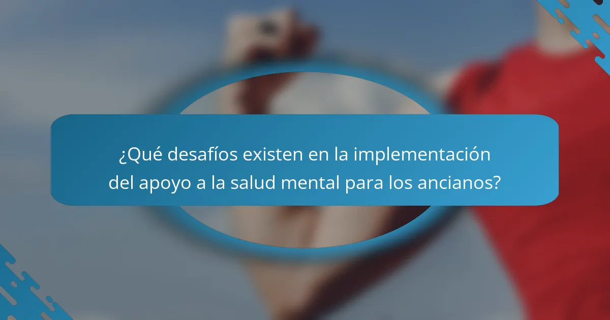 ¿Qué desafíos existen en la implementación del apoyo a la salud mental para los ancianos?