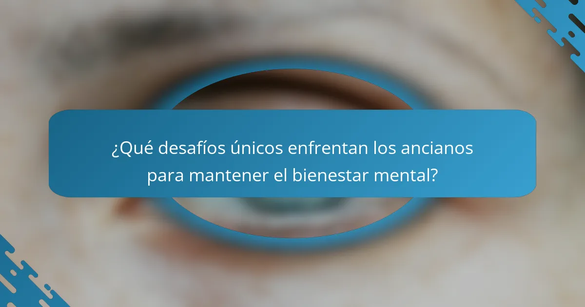 ¿Qué desafíos únicos enfrentan los ancianos para mantener el bienestar mental?