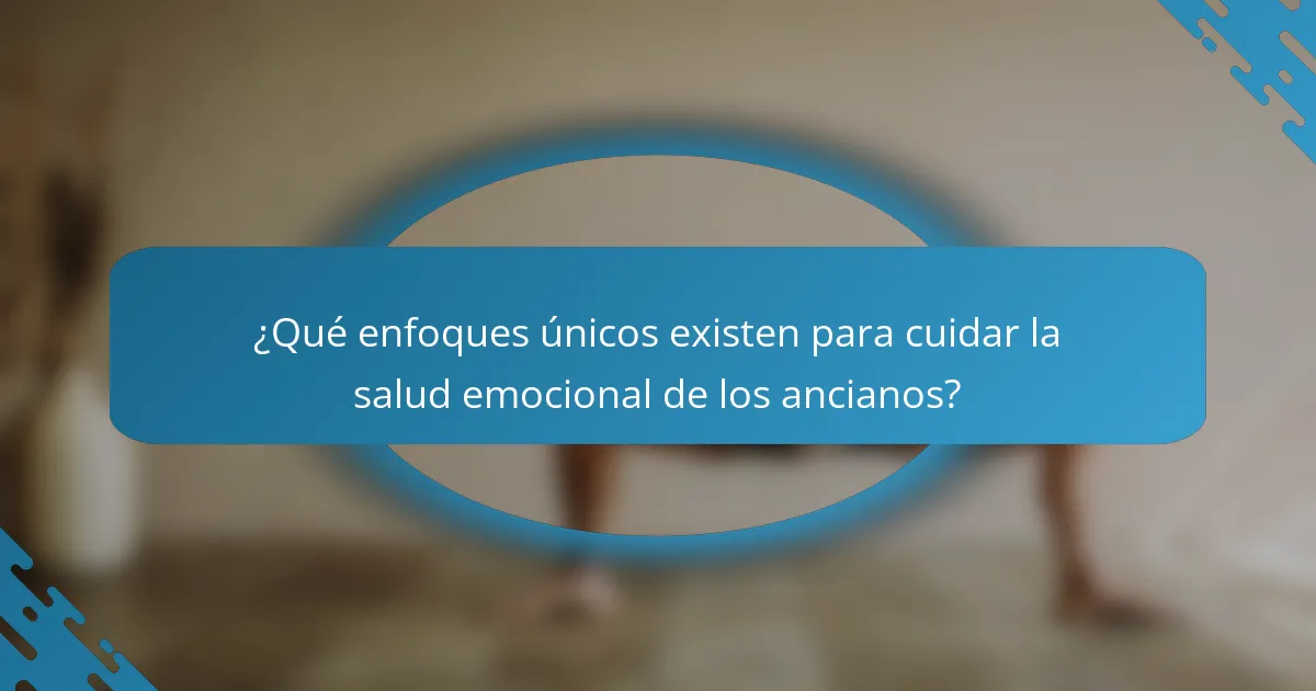 ¿Qué enfoques únicos existen para cuidar la salud emocional de los ancianos?