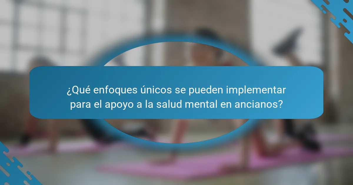 ¿Qué enfoques únicos se pueden implementar para el apoyo a la salud mental en ancianos?