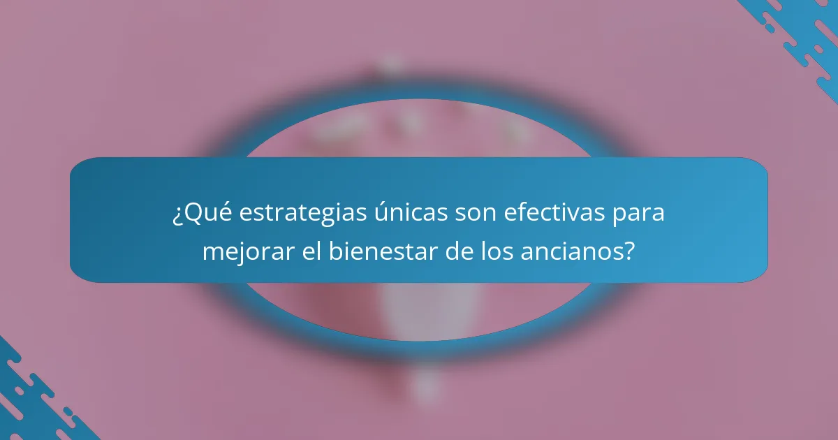 ¿Qué estrategias únicas son efectivas para mejorar el bienestar de los ancianos?