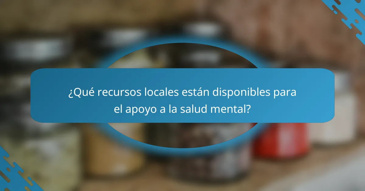 ¿Qué recursos locales están disponibles para el apoyo a la salud mental?